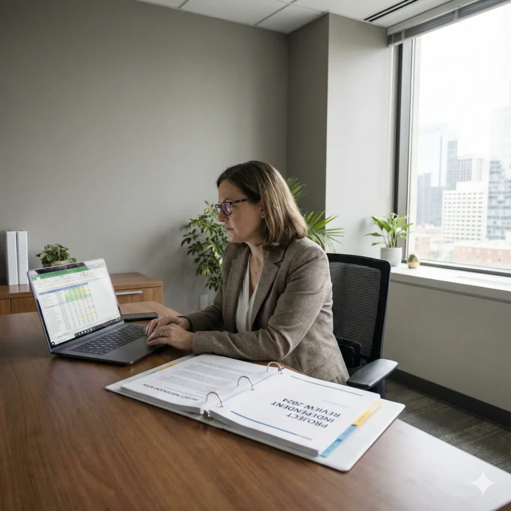 Independent evaluator conducting objective project assessment